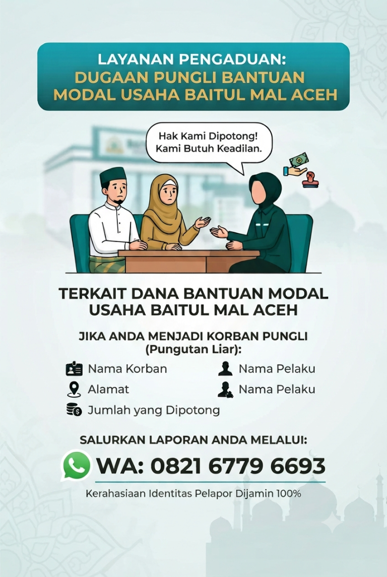 Terkait Dugaan Pungli Bantuan Modal Usaha BMA, MaTA Buka Layanan Pengaduan